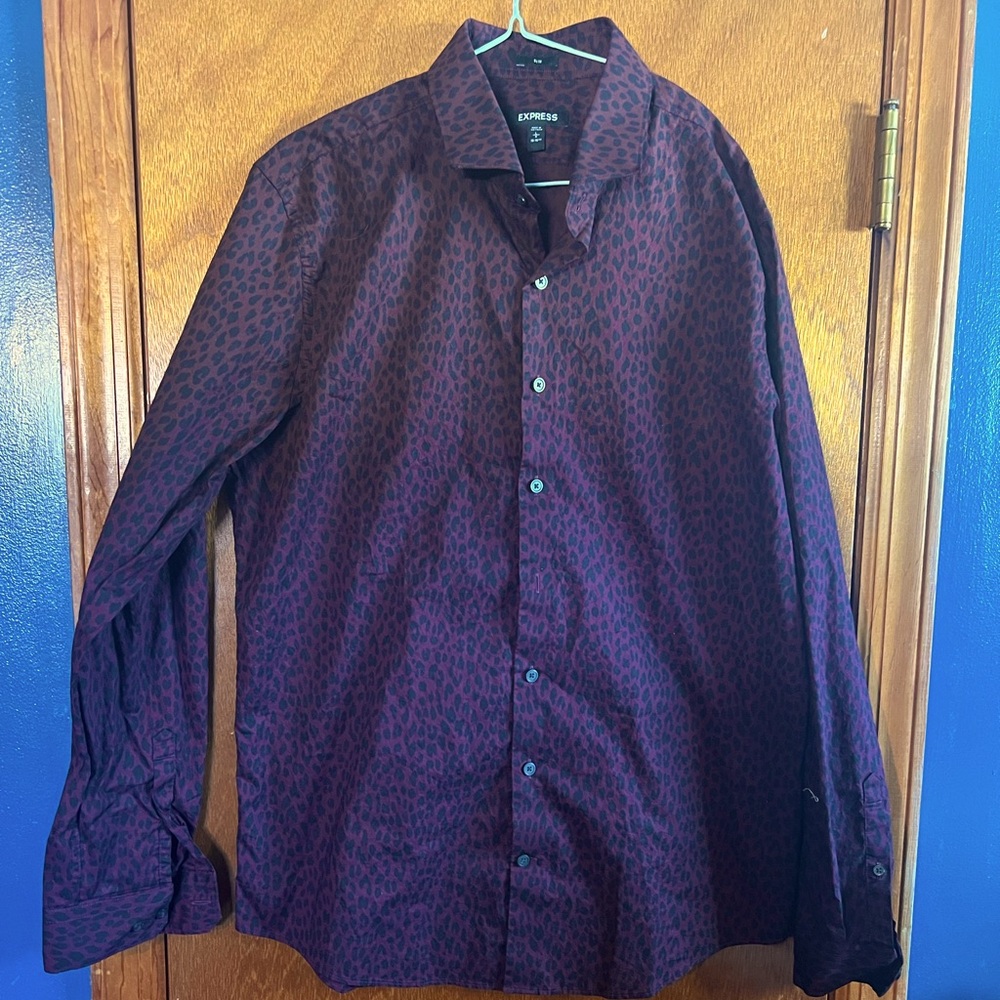 Express leopard print button up shirt. Size large